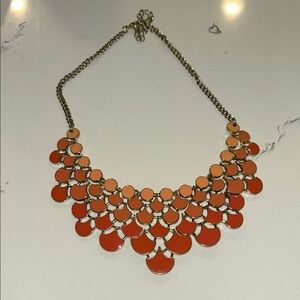 Gold and Orange Cascading Bib Necklace